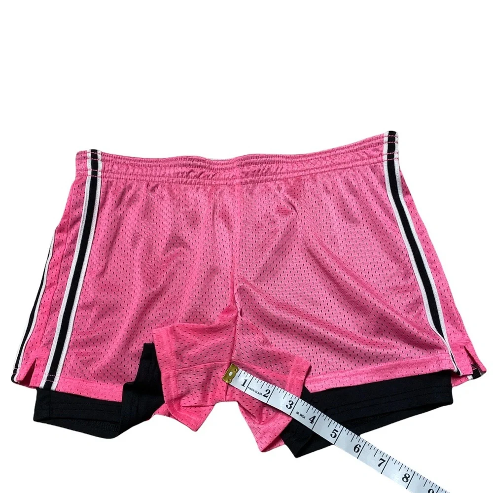 Justice Athletic Shorts Girls 16 Gym Bottoms Pink Black Athletic Gym Athleisure